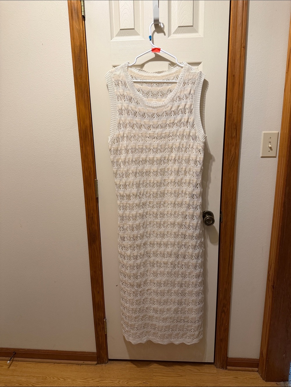 BaeVely Ivory Crochet Sleeveless Maxi Dress with Matching Tank Dress Lining 3XL